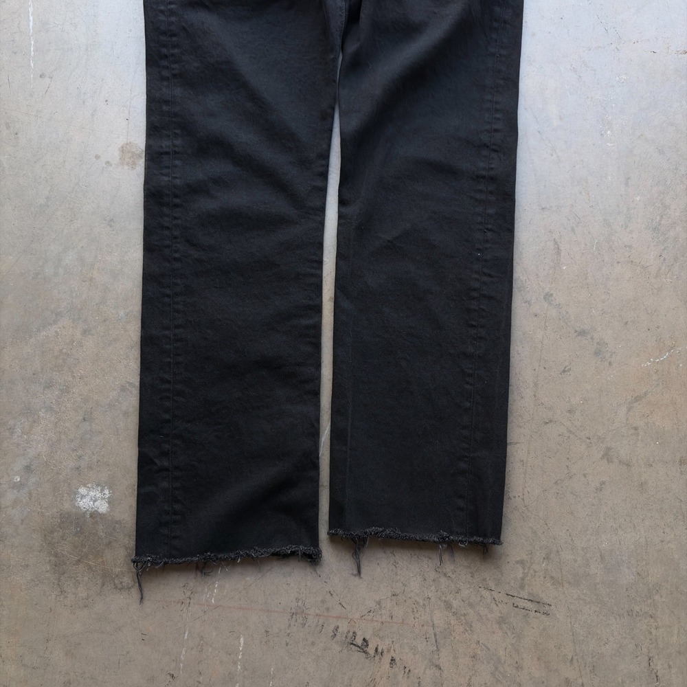 Levi's Premium 501 '93 Straight Button Fly Mens 34x34 Black Denim Frayed Jeans - Picture 4 of 11